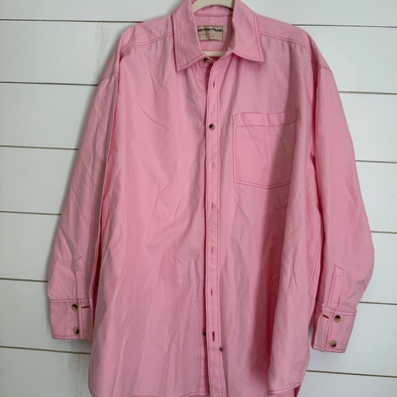 NWOT FREE PEOPLE We The Free Freddie Shirt Button Down Fairy Tale Pink XS/S - Picture 15 of 16